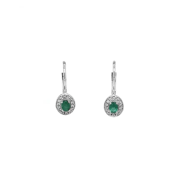 Emerald earrings with white gold diamonds
