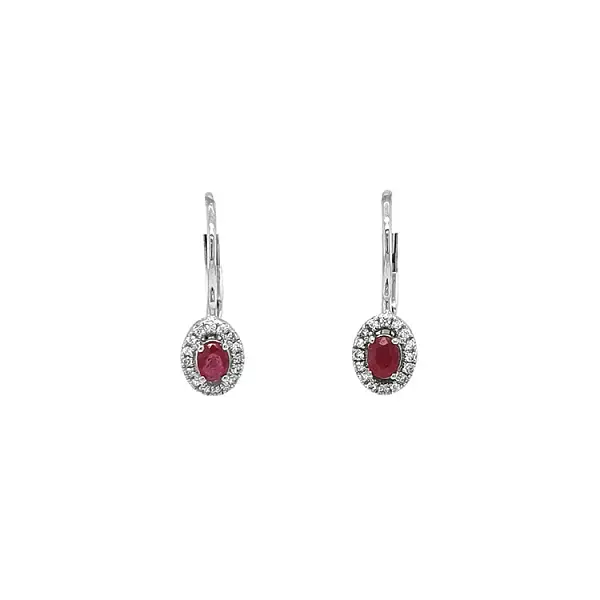 Ruby earrings with white gold diamonds