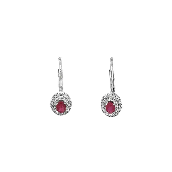 Gold Earrings with Rubies and Diamonds