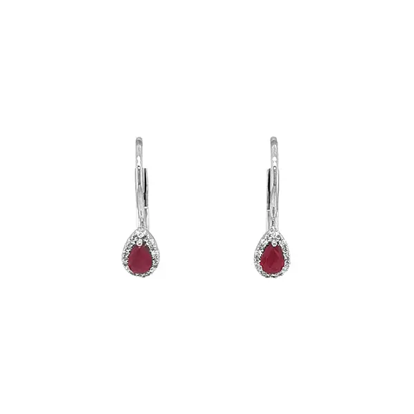 Ruby earrings with white gold diamonds