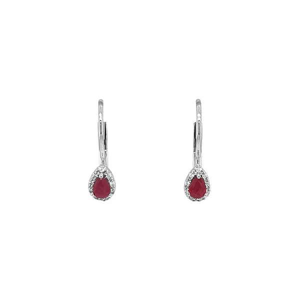 Ruby earrings with white gold diamonds