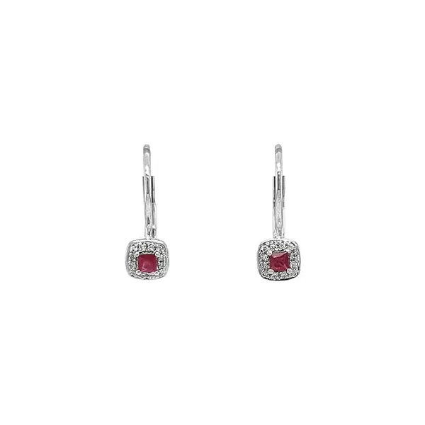Ruby earrings with white gold diamonds