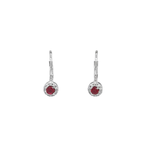 Gold Earrings with Rubies and Diamonds