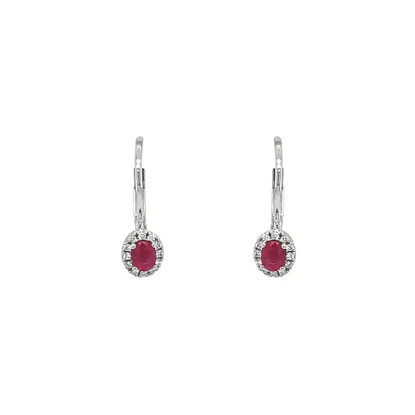 Ruby earrings with white gold diamonds