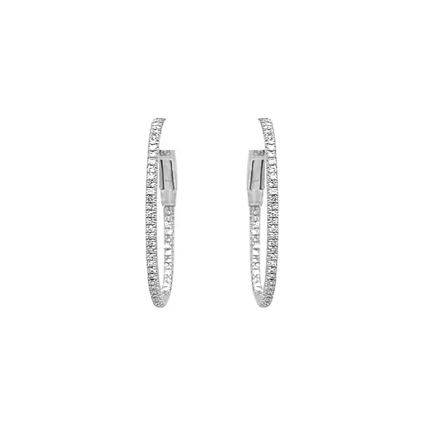 Gold Round Earrings with Diamonds