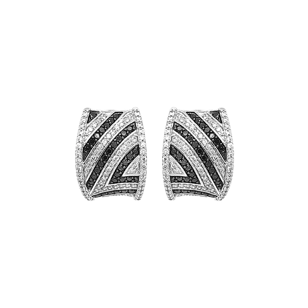 Gold Earrings with Black and White Diamonds