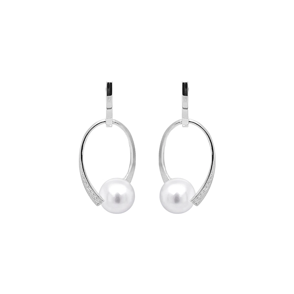 Gold Earrings Natural Pearls and Diamonds