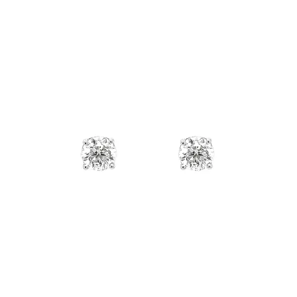 Gold stud earrings with diamonds