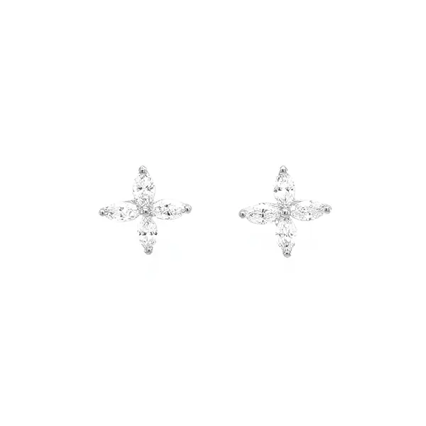 Gold stud earrings with diamonds