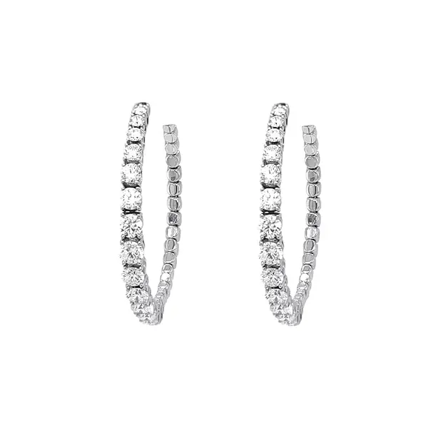 Gold Round Earrings with Diamonds