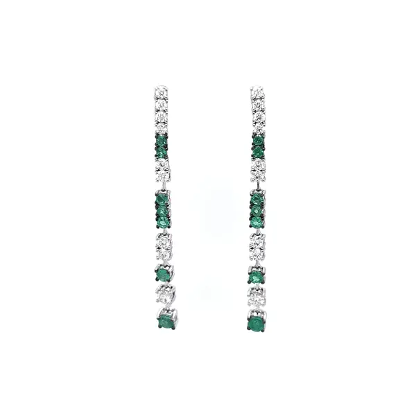 Gold Earrings with Emeralds and Diamonds
