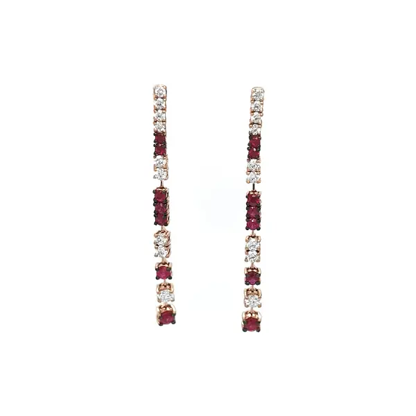 Gold Earrings with Rubies and Diamonds