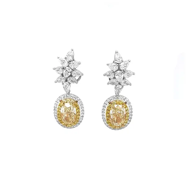 Gold Earrings with Yellow Diamond