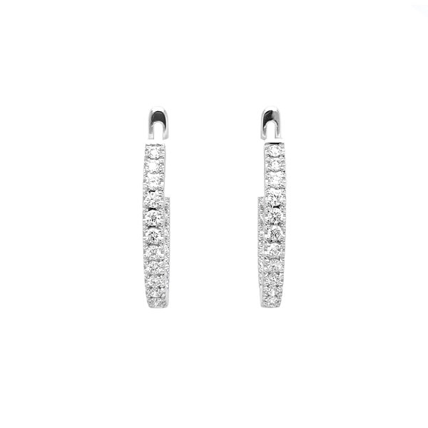 Gold Round Earrings with Diamonds