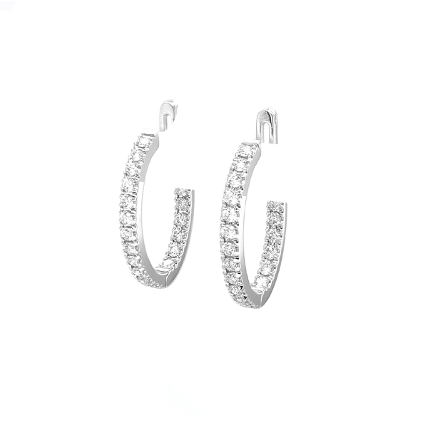 Gold Round Earrings with Diamonds