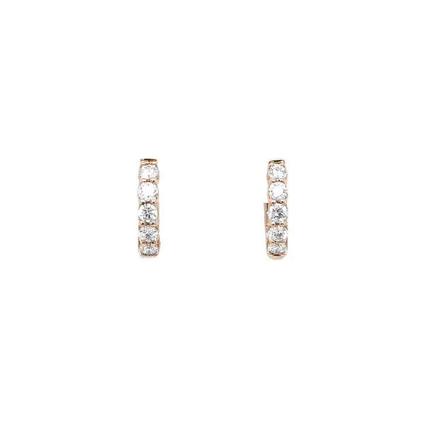 Gold Round Earrings with Diamonds