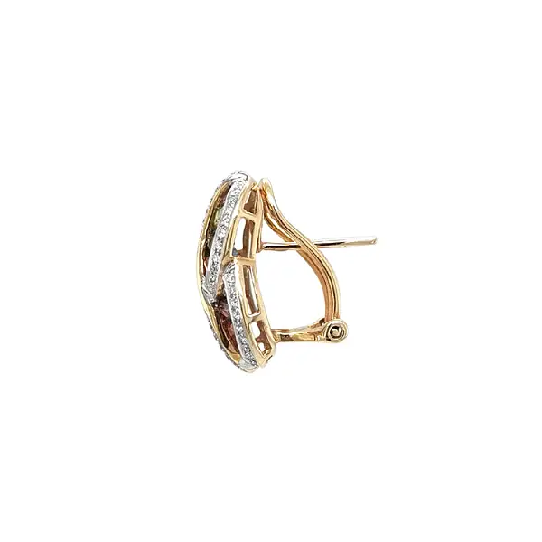 Gold Earrings Semi precious stones and Diamonds