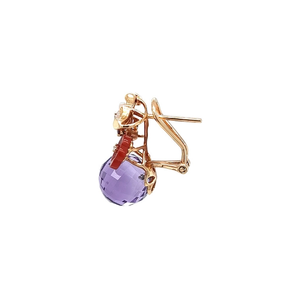 Gold Earrings Semi precious stones and Diamonds