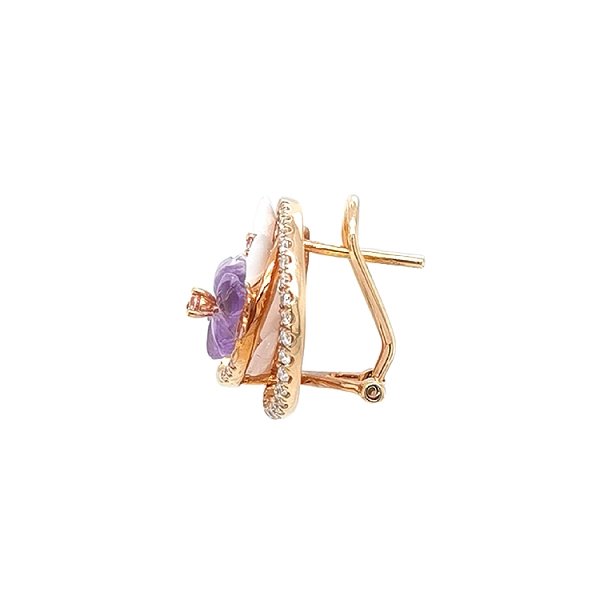 Gold Earrings Semi precious stones and Diamonds