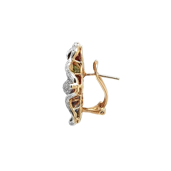 Gold Earrings Semi precious stones and Diamonds