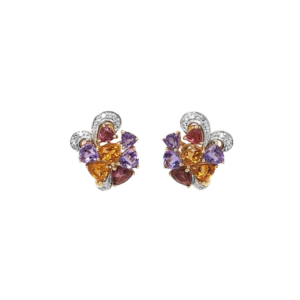 Gold Earrings Semi precious stones and Diamonds