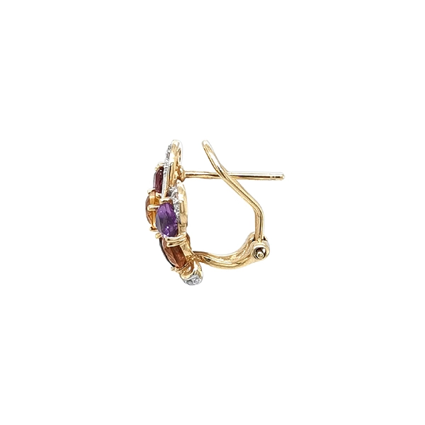 Gold Earrings Semi precious stones and Diamonds