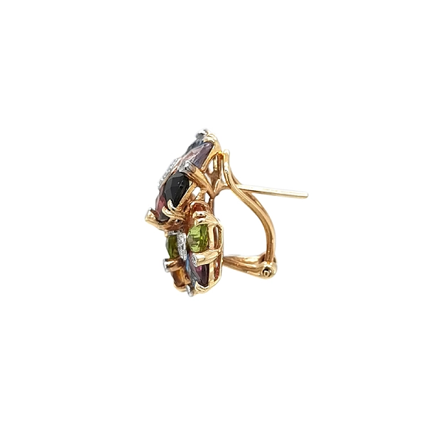 Gold Earrings Semi precious stones and Diamonds