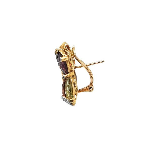 Gold Earrings Semi precious stones and Diamonds