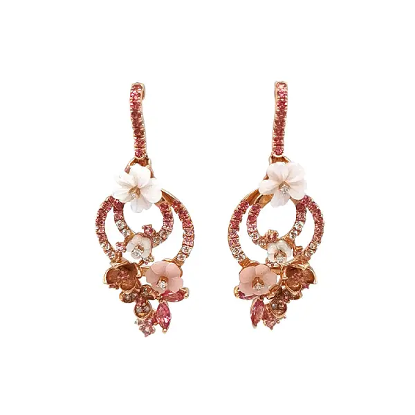 Gold Earrings Semi precious stones and Diamonds