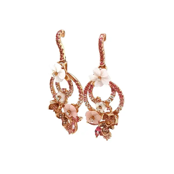 Gold Earrings Semi precious stones and Diamonds