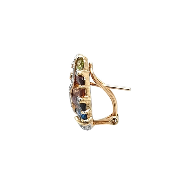 Gold Earrings Semi precious stones and Diamonds