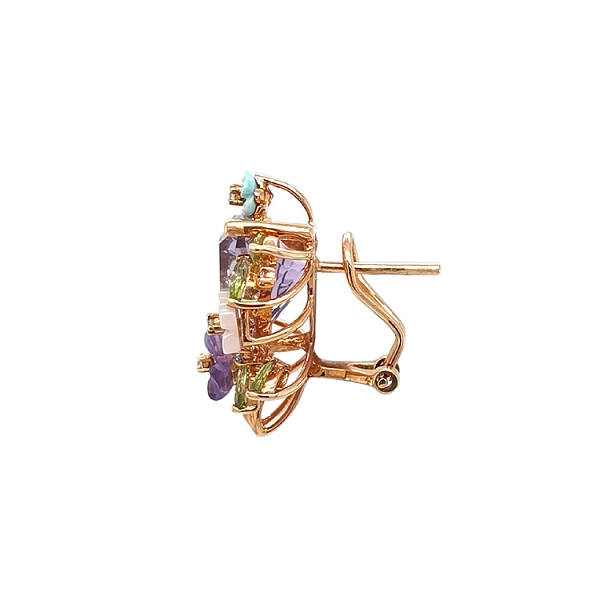 Gold Earrings Semi precious stones and Diamonds