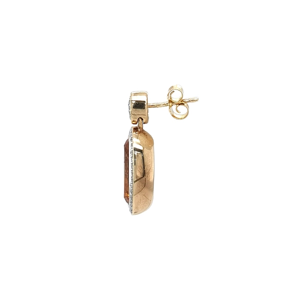 Gold Earrings Citrine and Diamonds