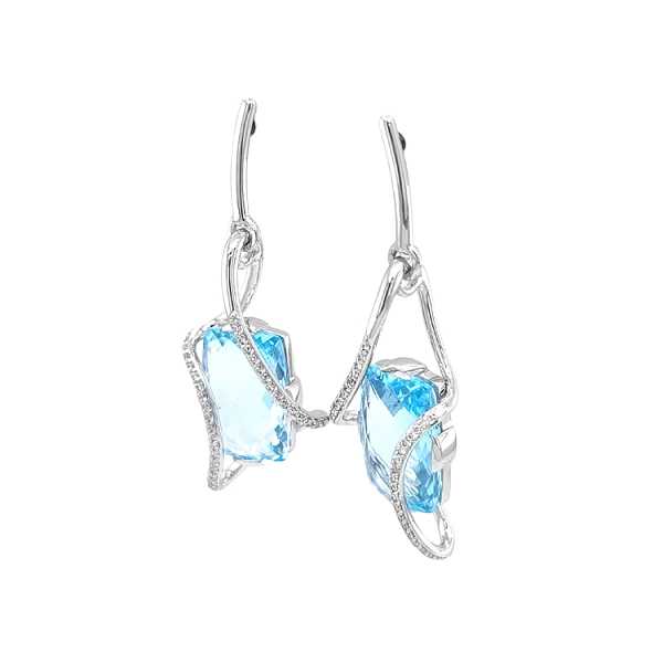 Gold Earrings Topaz and Diamonds