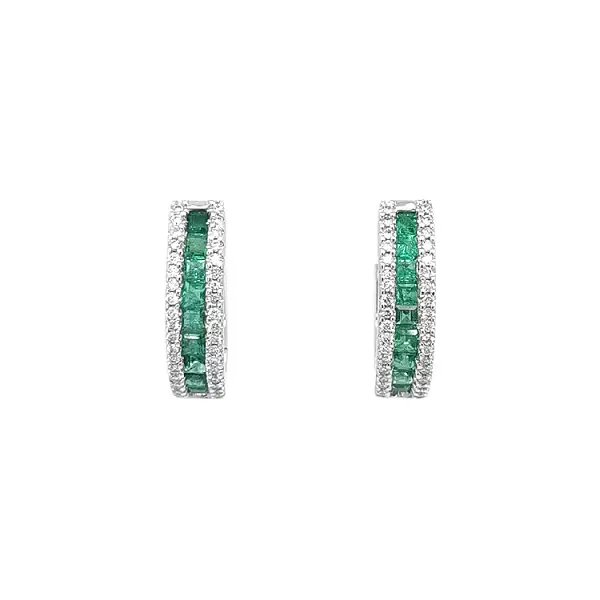 Gold Earrings Emeralds and Diamonds