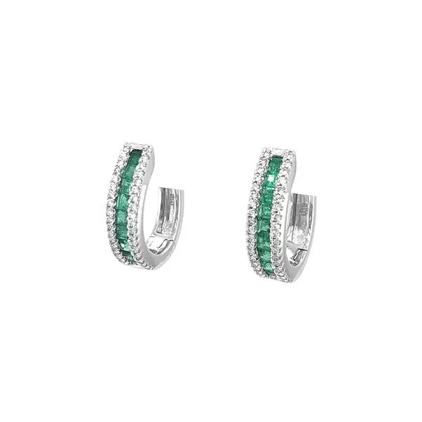 Gold Earrings Emeralds and Diamonds