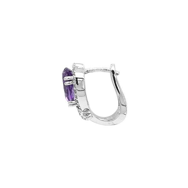 Gold Earrings Amethysts and Diamonds