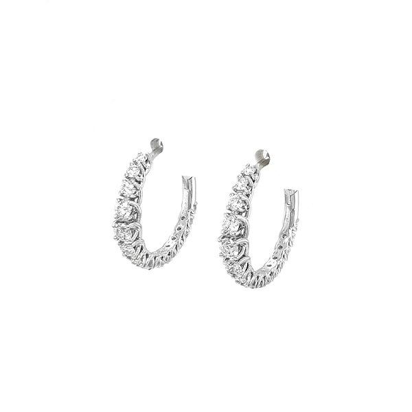 Gold Round Earrings with Diamonds