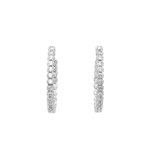 Gold Round Earrings with Diamonds