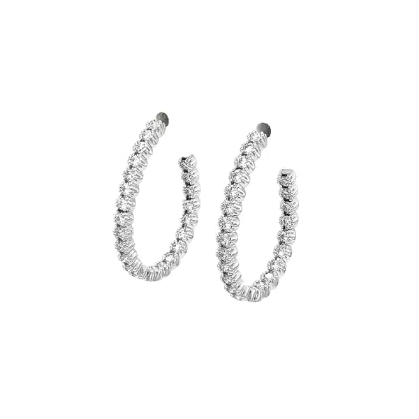 Gold Round Earrings with Diamonds