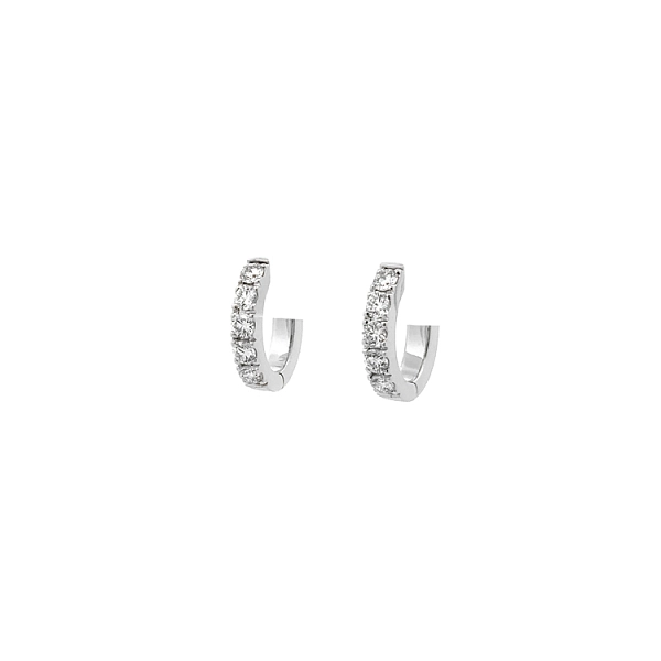 Gold Earrings Semi-circles Diamonds