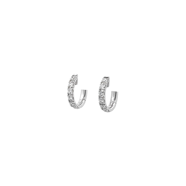 Gold Earrings Semi-circles Diamonds