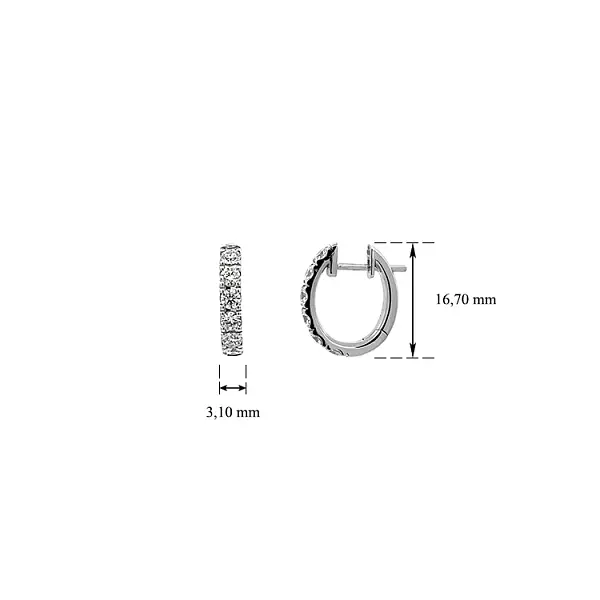 Gold Earrings Semi-circles Diamonds