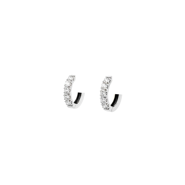 Gold Earrings Semi-circles Diamonds
