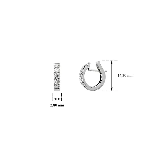 Gold Earrings Semi-circles Diamonds