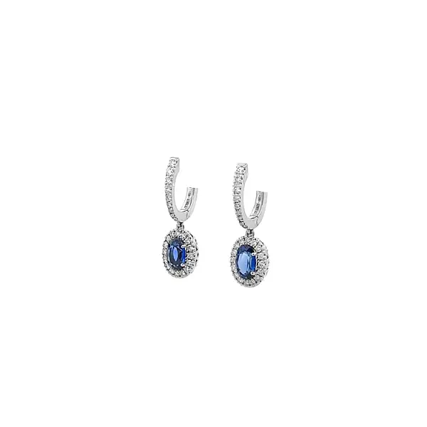 Gold Earrings Sapphire and Diamonds