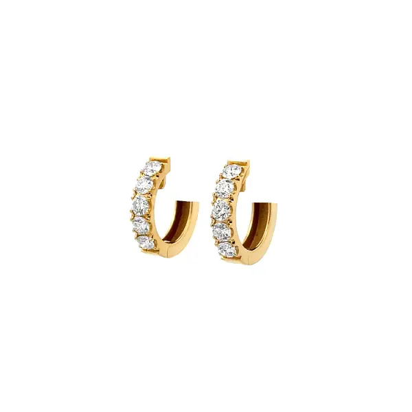 Gold Round Earrings Diamonds