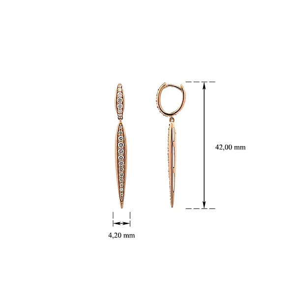 Gold Hanging Earrings Diamonds