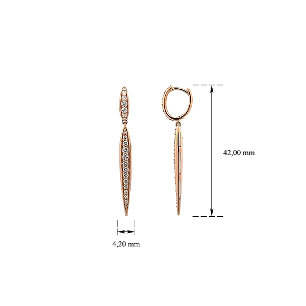 Gold Hanging Earrings Diamonds