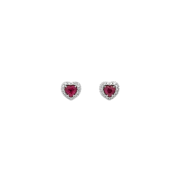 Gold Earrings Ruby and Diamonds